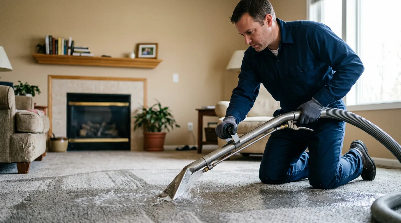 Water damage restoration technician working near Midvale, ID